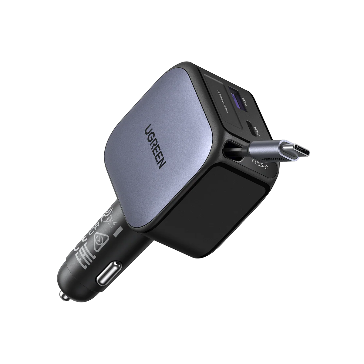 UGREEN Nexode 90W Car Charger with Retractable Cable-Flash Zone Electronics فلاش زون للالكترونيات