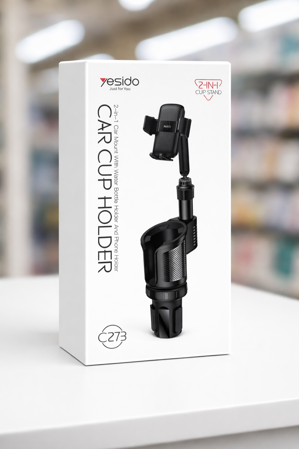 Car Cup Holder Phone Mount – Adjustable Cup Stand with Water Bottle Holder-Flash Zone Electronics فلاش زون للالكترونيات