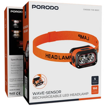 Load image into Gallery viewer, Porodo Wave-Sensor Rechargeable LED Headlamp-Flash Zone Electronics فلاش زون للالكترونيات