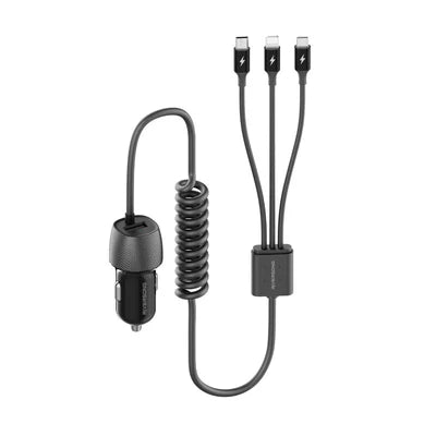 Riversong Safari C2 17W Fast Car Charger with Built-in 3-in-1 Cable – USB-C, Micro-USB & Lightning-Flash Zone Electronics فلاش زون للالكترونيات