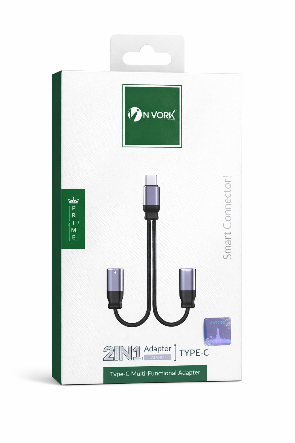 Nyork 2‑in‑1 Type‑C Audio & Charging Adapter-Flash Zone Electronics فلاش زون للالكترونيات