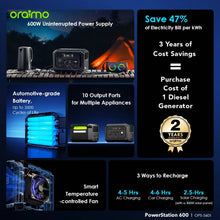 Load image into Gallery viewer, Oraimo PowerStation 600 Portable Power Supply – 600W Backup Battery Generator-Flash Zone Electronics فلاش زون للالكترونيات