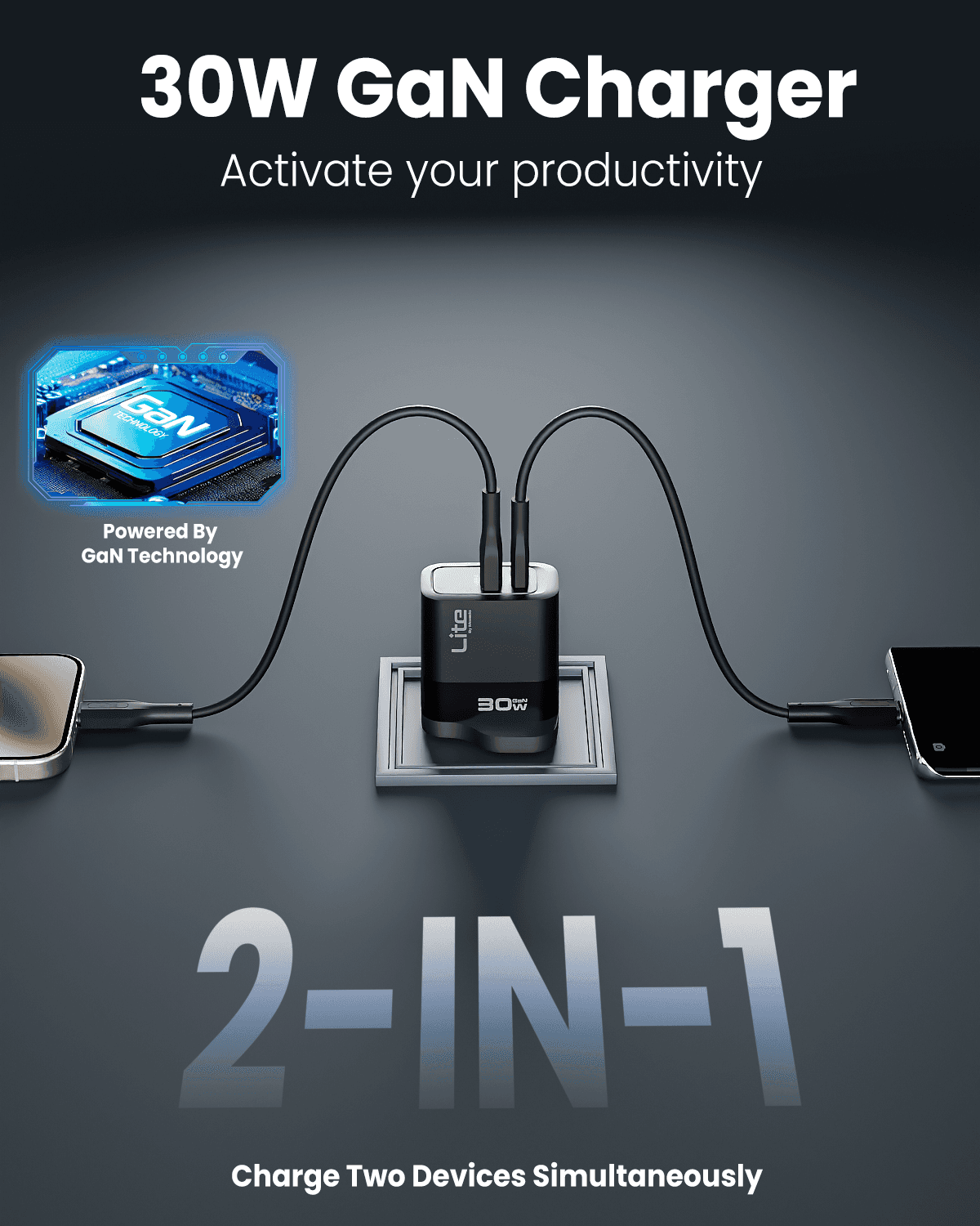 Porodo Dual Port Multi-Device Wall Charger with Integrated Watch Charger – 20W Power Delivery, 2.5W Wireless Output & 15W Sharing Output-Flash Zone Electronics فلاش زون للالكترونيات