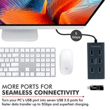 Load image into Gallery viewer, Promate EzHub-7 Aluminium Alloy Powered USB Hub • 7 USB 3.0 Ports • USB-C Adaptor • 5Gbps Transfer Rate • Data & Charge-Flash Zone Electronics فلاش زون للالكترونيات