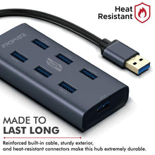 Load image into Gallery viewer, Promate EzHub-7 Aluminium Alloy Powered USB Hub • 7 USB 3.0 Ports • USB-C Adaptor • 5Gbps Transfer Rate • Data & Charge-Flash Zone Electronics فلاش زون للالكترونيات
