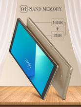 Load image into Gallery viewer, G-Tab S10 10.1 inch Tablet -3G Android 9.0 Tablet PC with 32 GB Storage, Octa Core Processor, HD IPS Screen Display, Dual Cameras, WiFi, Bluetooth - Android Tablet with Sim Slot (Gold)-Flash Zone Electronics فلاش زون للالكترونيات