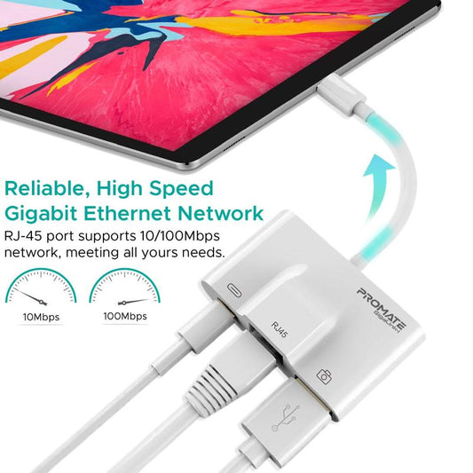 Promate GigaLink-i 3-in-1 High Speed OTG Lightning Hub-Flash Zone Electronics فلاش زون للالكترونيات