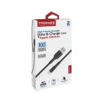 Promate High Tensile Strength Data & Charge Cable for Apple High‑tensile strength USB‑A to Lightning data & charge cable for iPhone, iPad & more — 1 m-Flash Zone Electronics فلاش زون للالكترونيات