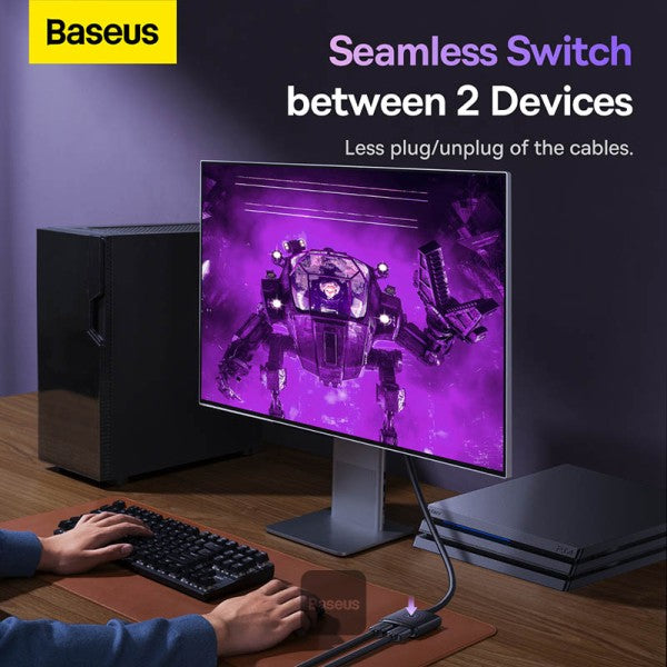 Baseus AirJoy Series 2‑in‑1 Bidirectional HDMI Switch with 1m Cable – Cluster Black-Flash Zone Electronics فلاش زون للالكترونيات