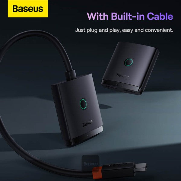 Baseus AirJoy Series 2‑in‑1 Bidirectional HDMI Switch with 1m Cable – Cluster Black-Flash Zone Electronics فلاش زون للالكترونيات