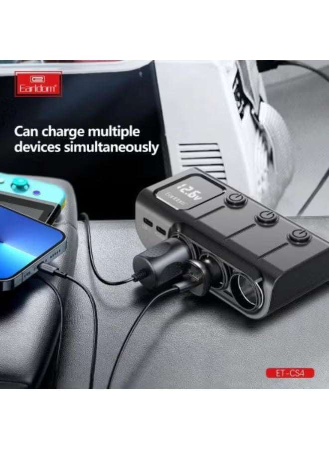 Earldom 120W Fast In‑Car Charger Splitter ET‑CS4 – Charge Up to 6 Devices-Flash Zone Electronics فلاش زون للالكترونيات