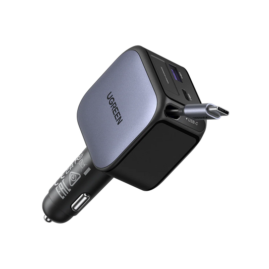 UGREEN Nexode 90W Car Charger with Retractable Cable-Flash Zone Electronics فلاش زون للالكترونيات