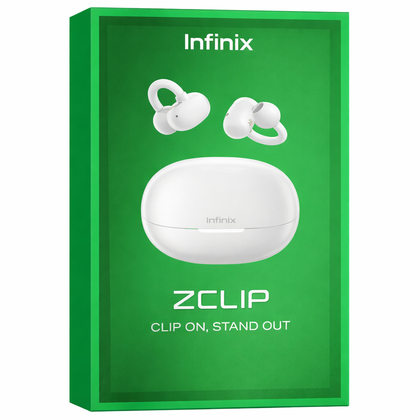 Infinix ZCLIP (XE04) Open-Ear Clip Wireless Earbuds – ENC Noise Reduction, 35H Battery, Bluetooth, IPX4 Water Resistant-Flash Zone Electronics فلاش زون للالكترونيات
