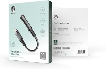 Green Lion Earphone Adapter Lightning to 3.5mm Audio Cable-Flash Zone Electronics فلاش زون للالكترونيات