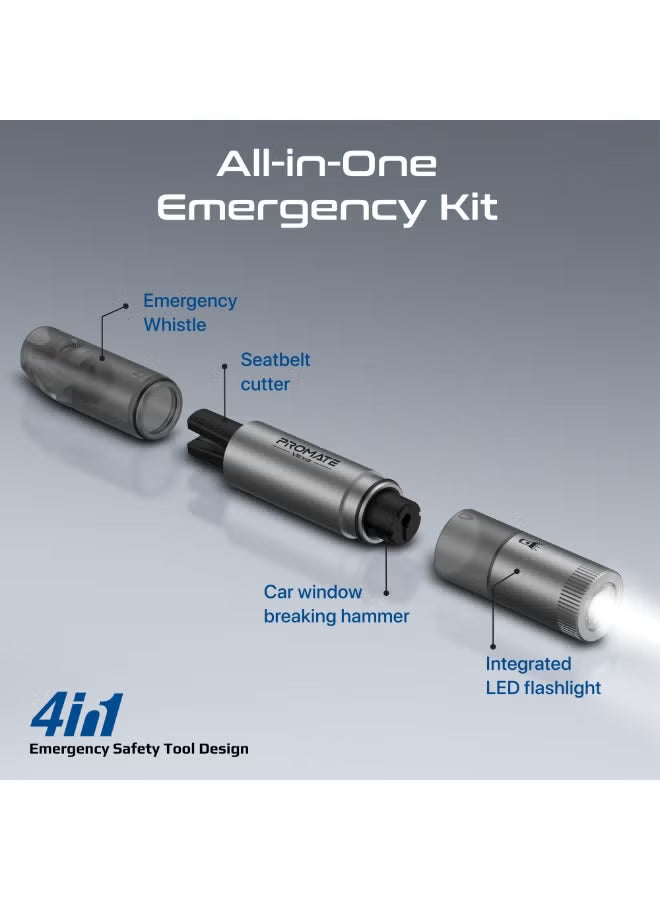 Promate All-in-One Emergency Rescue Tool – Safety Hammer, Cutter & LED Light-Flash Zone Electronics فلاش زون للالكترونيات