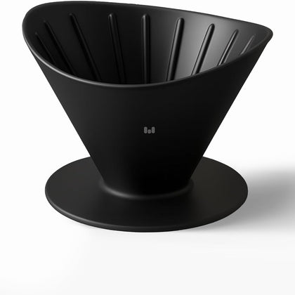 MACNOA MacDrip Aeris Premium Ceramic Pour-Over Coffee Dripper, Size 2 Filter Compatible, Wing-Shaped Design, Medium Grind, Black-Flash Zone Electronics فلاش زون للالكترونيات