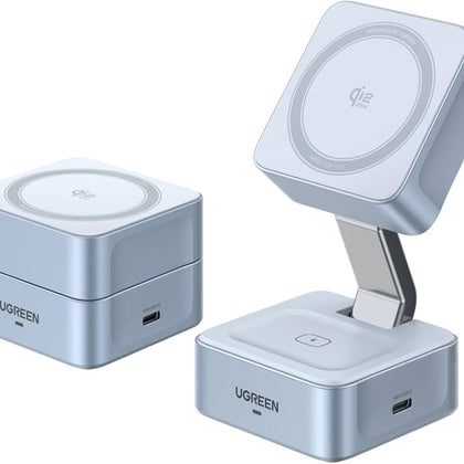UGREEN MagFlow 2-in-1 Magnetic Wireless Charger Stand (25W Fast Charging)-Flash Zone Electronics فلاش زون للالكترونيات