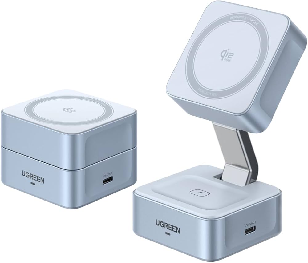 UGREEN MagFlow 2-in-1 Magnetic Wireless Charger Stand (25W Fast Charging)-Flash Zone Electronics فلاش زون للالكترونيات