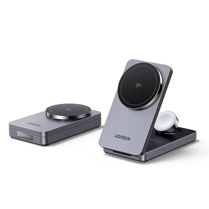 UGREEN 3-in-1 Magnetic Wireless Charger 15W Foldable (Qi2)-Flash Zone Electronics فلاش زون للالكترونيات