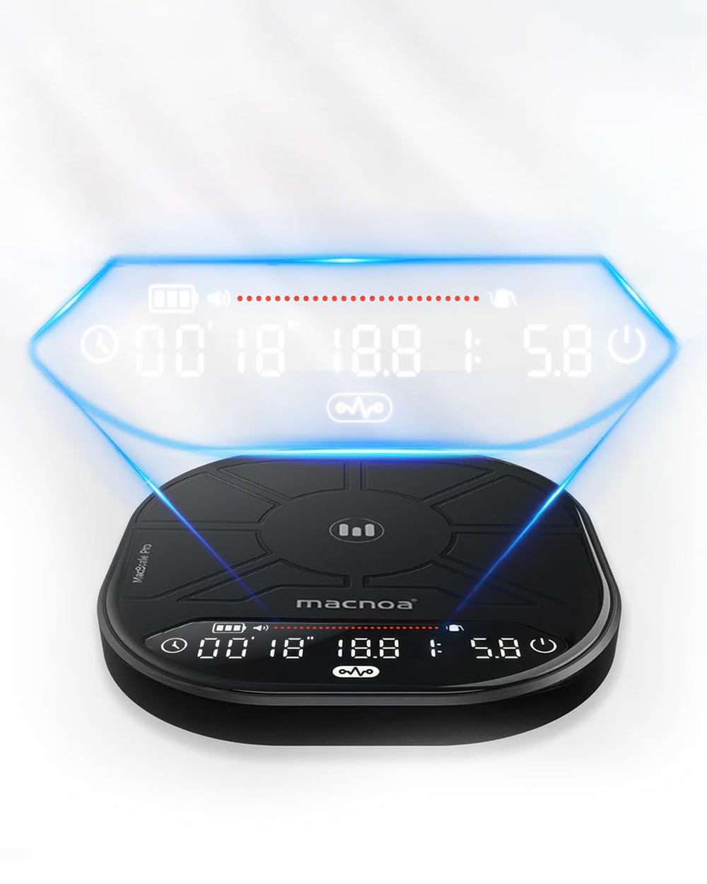 MACNOA MacScale Pro Intelligent Digital Coffee Scale with Timer, 0.1g Precision, 2000g Capacity, Espresso & Pour-Over Modes, Rechargeable, Black-Flash Zone Electronics فلاش زون للالكترونيات