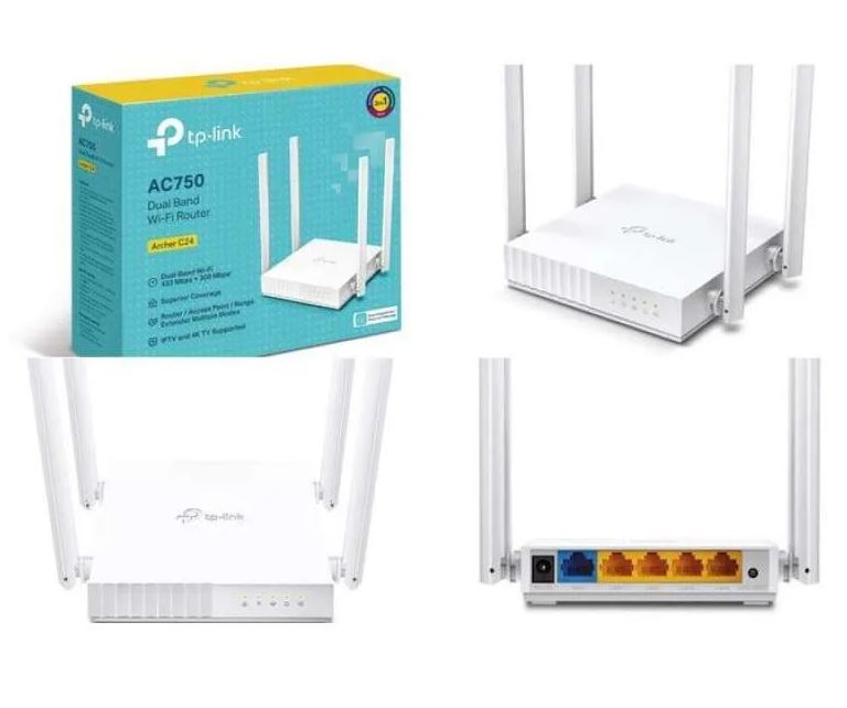 TP‑Link AC750 Dual Band Wi‑Fi Router Archer C24 – AC750 Dual‑Band Wireless Router (2.4 GHz & 5 GHz) with 4 Antennas & Multi‑Mode Support-Flash Zone Electronics فلاش زون للالكترونيات
