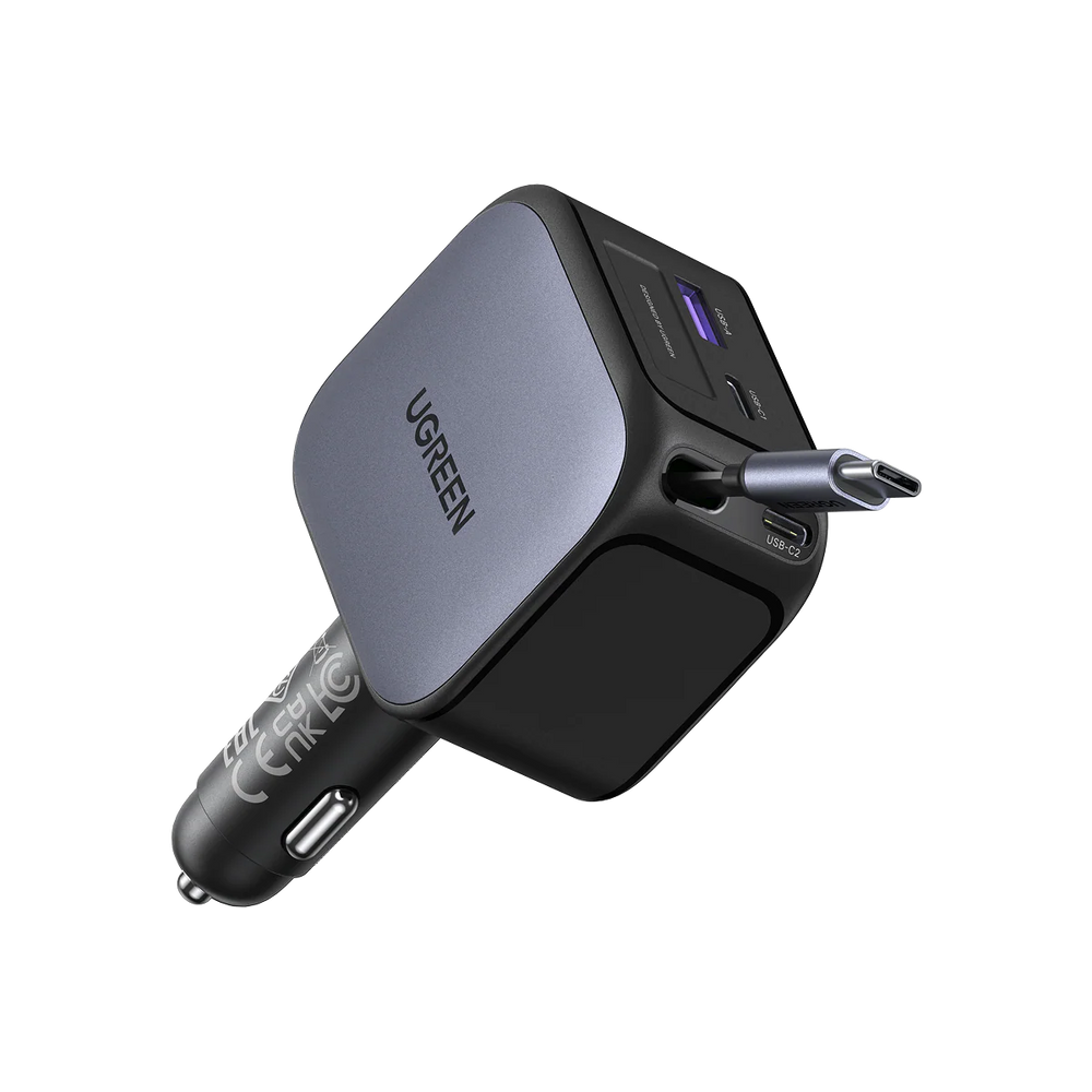 UGREEN Nexode 145W Car Charger with Retractable Cable-Flash Zone Electronics فلاش زون للالكترونيات