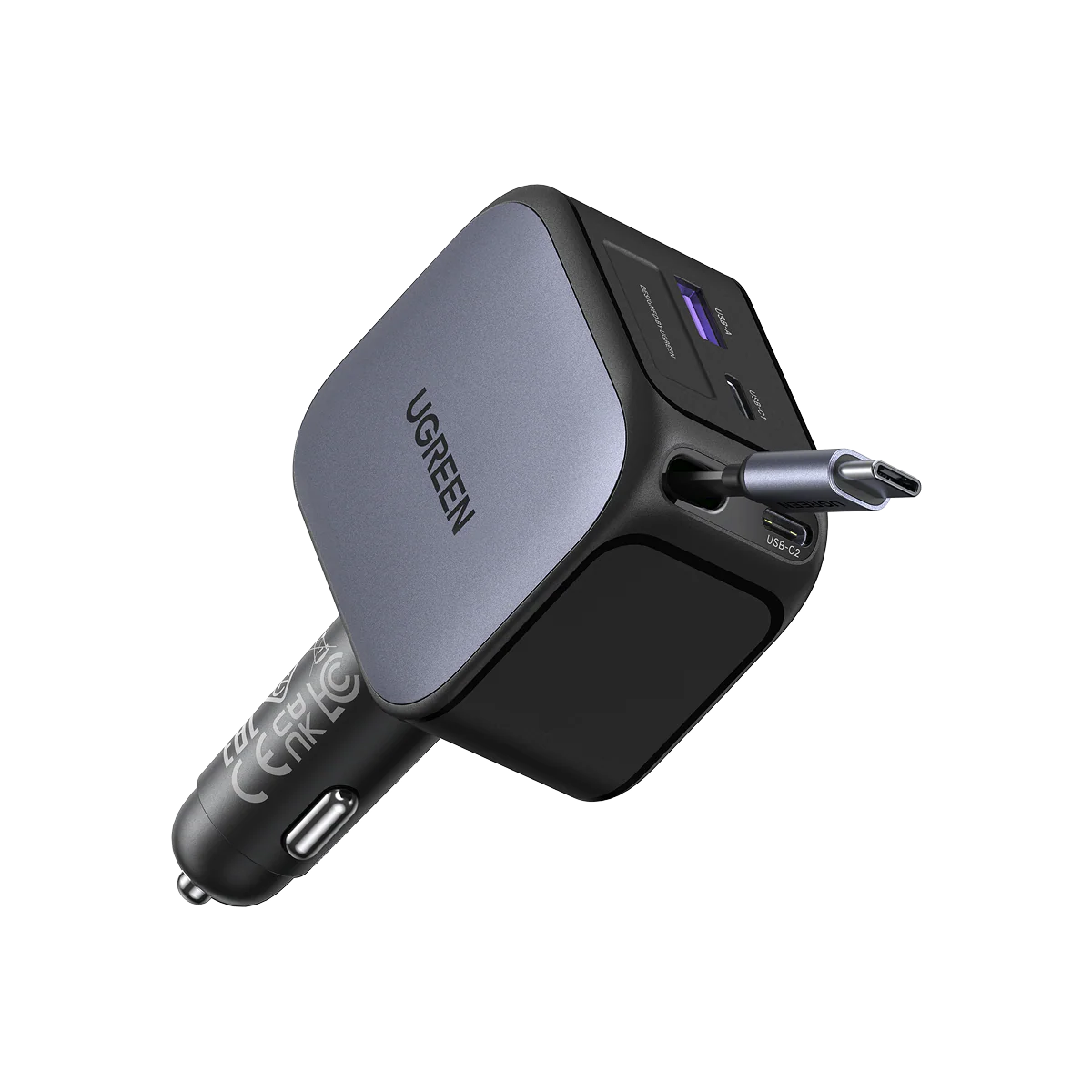 UGREEN Nexode 145W Car Charger with Retractable Cable-Flash Zone Electronics فلاش زون للالكترونيات
