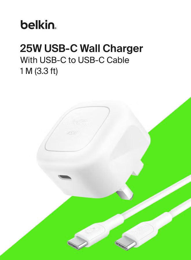 Belkin BoostCharge Compact USB-C Wall Charger 45W + USB-C to USB-C Cable-Flash Zone Electronics فلاش زون للالكترونيات