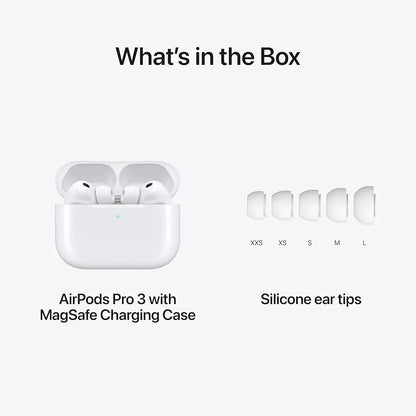 Apple AirPods Pro 3 Wireless Earbuds, Active Noise Cancellation, Live Translation, Heart Rate Sensing, Hearing Aid Feature, Bluetooth Headphones, Spatial Audio, High‑Fidelity Sound, USB‑C Charging