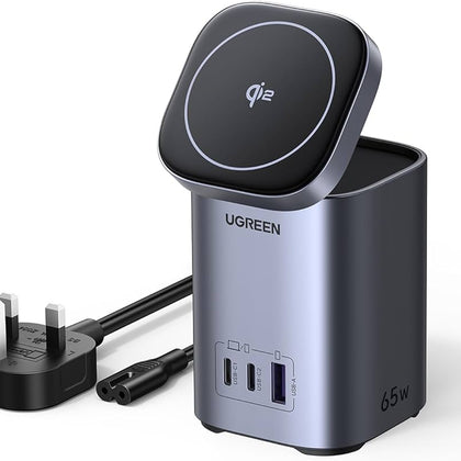 UGREEN Nexode 65W 2-in-1 Desktop Charger (Qi2 Wireless)-Flash Zone Electronics فلاش زون للالكترونيات