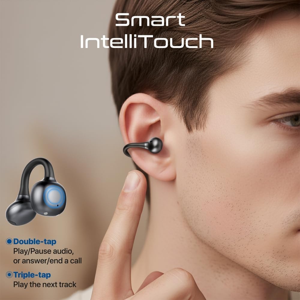 Promate AirClip-Pro AudioFit™ Open-Ear True Wireless Stereo Earbuds with IntelliTouch-Flash Zone Electronics فلاش زون للالكترونيات