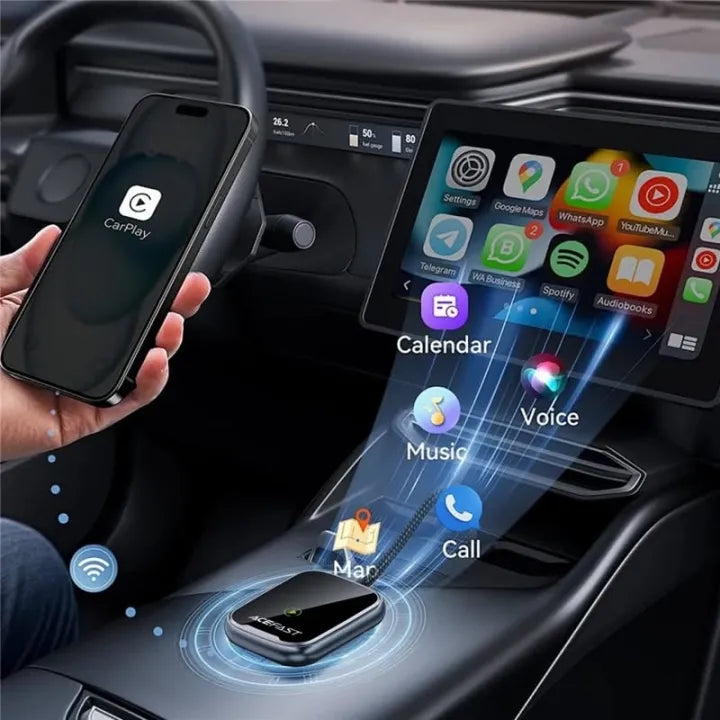 ACEFAST Wireless CarPlay & Android Auto Adapter with USB-A to USB-C Converter | Plug & Play Wireless Car Adapter for Cars with Wired CarPlay-Flash Zone Electronics فلاش زون للالكترونيات