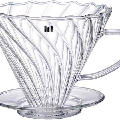 MACNOA MacV Drip Pour-Over Coffee Maker, V-Shaped Glass, Size 2 Filters, Medium Grind, Transparent-Flash Zone Electronics فلاش زون للالكترونيات