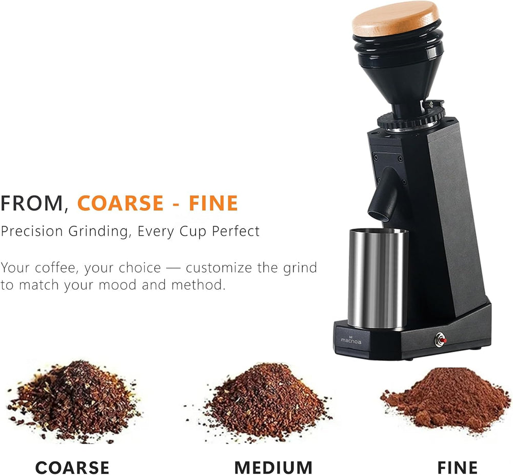 MACNOA MacGrind Grande DLC Coffee Grinder, 19 Grind Settings, 40mm DLC Burr, 150W Electric Grinder for Espresso, Filter, French Press & Cold Brew-Flash Zone Electronics فلاش زون للالكترونيات