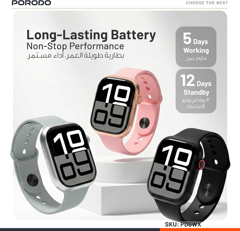 Porodo AeroFit II 2.01" Sport Smart Watch – Bluetooth Calling & Health Monitoring-Flash Zone Electronics فلاش زون للالكترونيات