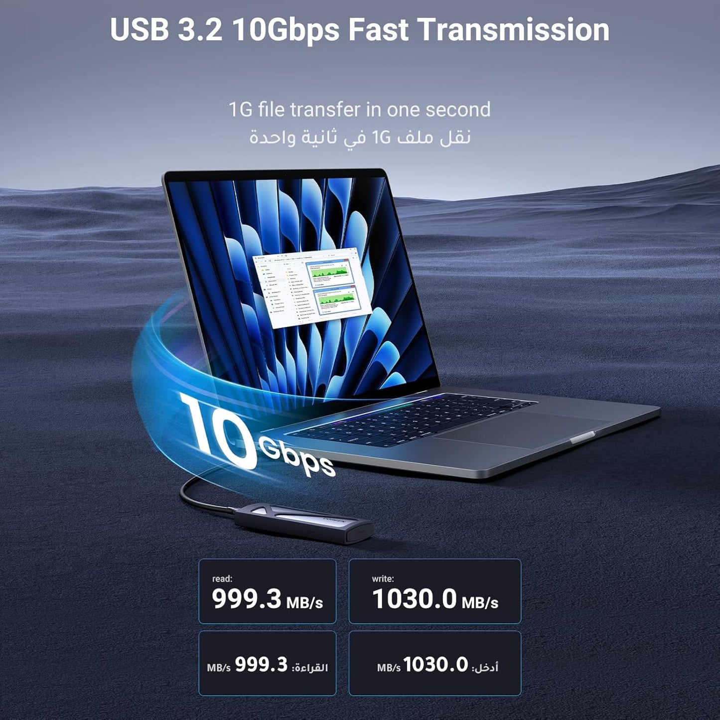 UGREEN M.2 NVMe SSD Enclosure Adapter — USB-C External PCIe SSD Case-Flash Zone Electronics فلاش زون للالكترونيات