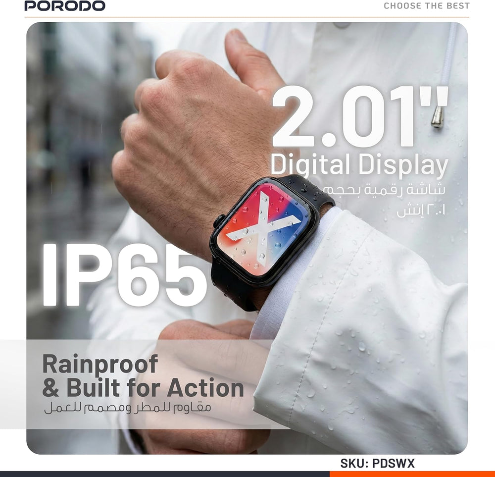 Porodo AeroFit II 2.01" Sport Smart Watch – Bluetooth Calling & Health Monitoring-Flash Zone Electronics فلاش زون للالكترونيات