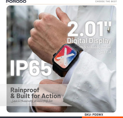 Porodo AeroFit II 2.01" Sport Smart Watch – Bluetooth Calling & Health Monitoring-Flash Zone Electronics فلاش زون للالكترونيات