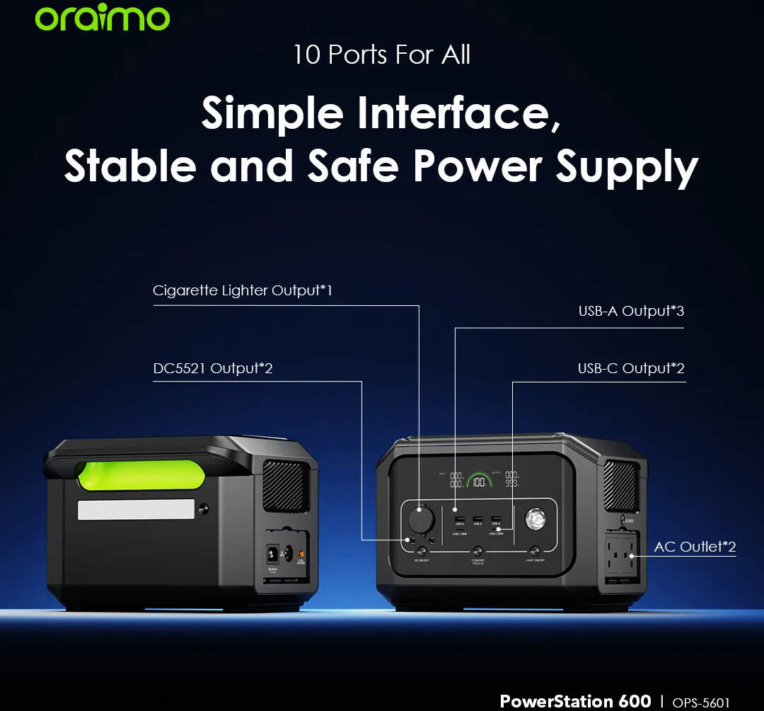 Oraimo PowerStation 600 Portable Power Supply – 600W Backup Battery Generator-Flash Zone Electronics فلاش زون للالكترونيات