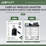 ACEFAST Wireless CarPlay & Android Auto Adapter with USB-A to USB-C Converter | Plug & Play Wireless Car Adapter for Cars with Wired CarPlay-Flash Zone Electronics فلاش زون للالكترونيات