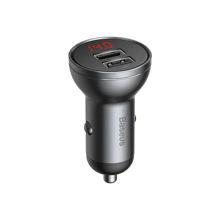 Baseus Dual USB-A Car Charger – 24W 4.8A Fast Charging Adapter (Black)-Flash Zone Electronics فلاش زون للالكترونيات
