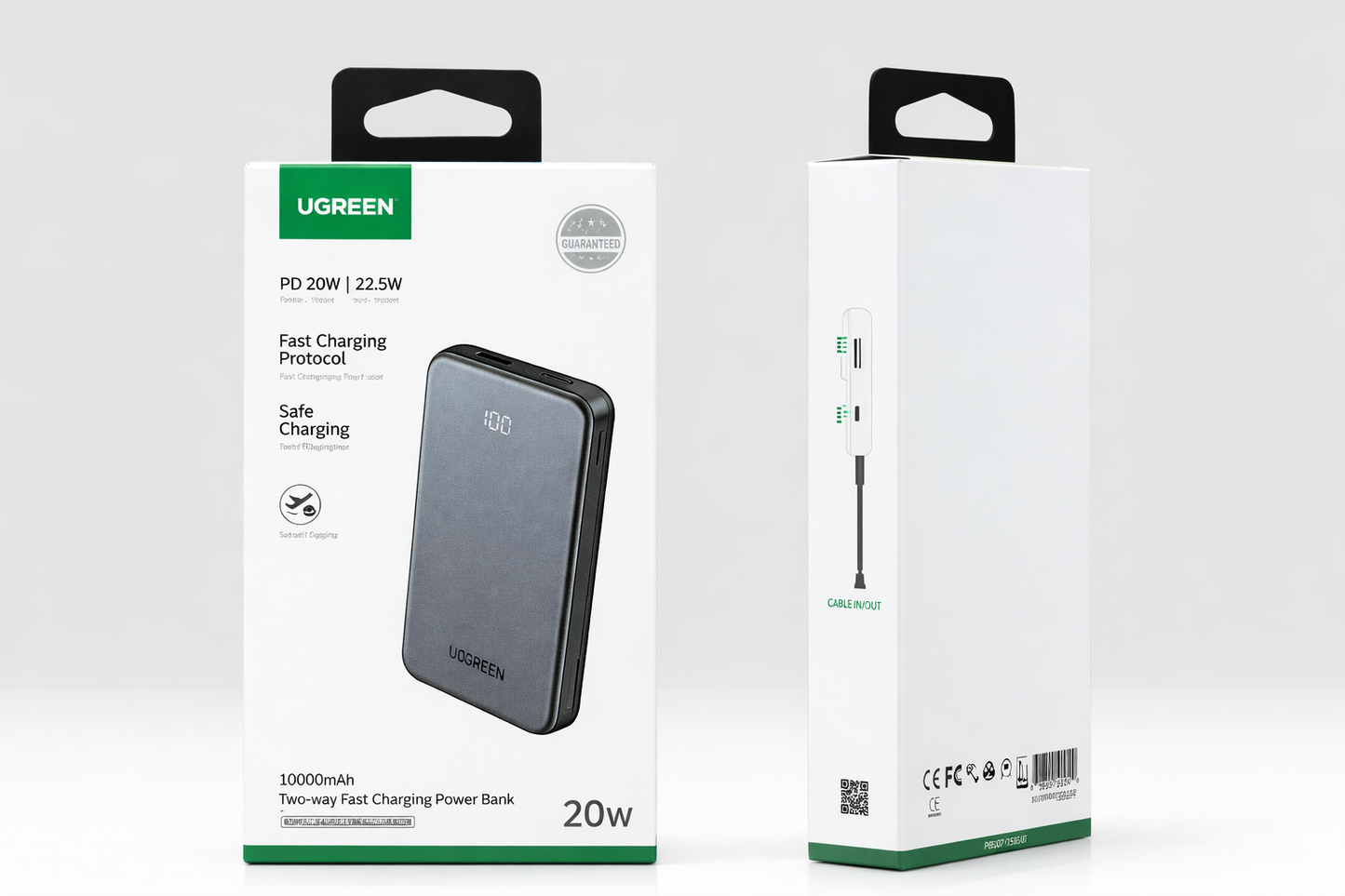 UGREEN 10000mAh Power Bank – 20W PD Two-Way Fast Charging Portable Charger with USB-C Cable In/Out-Flash Zone Electronics فلاش زون للالكترونيات