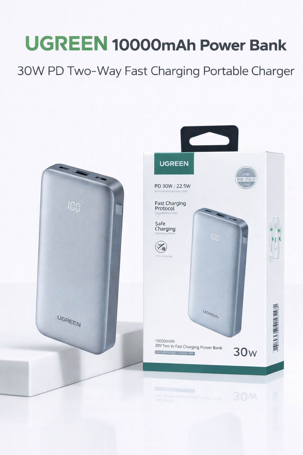 UGREEN 10000mAh Power Bank – 30W PD Two-Way Fast Charging Portable Charger-Flash Zone Electronics فلاش زون للالكترونيات