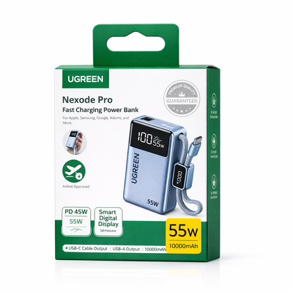 UGREEN Nexode Pro 10000mAh 55W Fast Charging Power Bank with Smart Digital Display-Flash Zone Electronics فلاش زون للالكترونيات