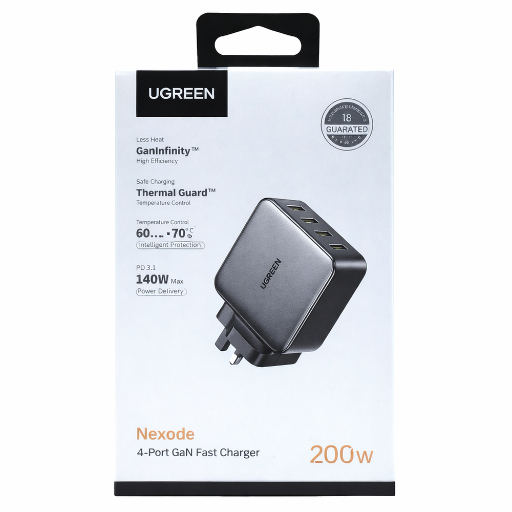 UGREEN Nexode 200W 4-Port GaN Fast Charger (USB-C + USB-A)-Flash Zone Electronics فلاش زون للالكترونيات
