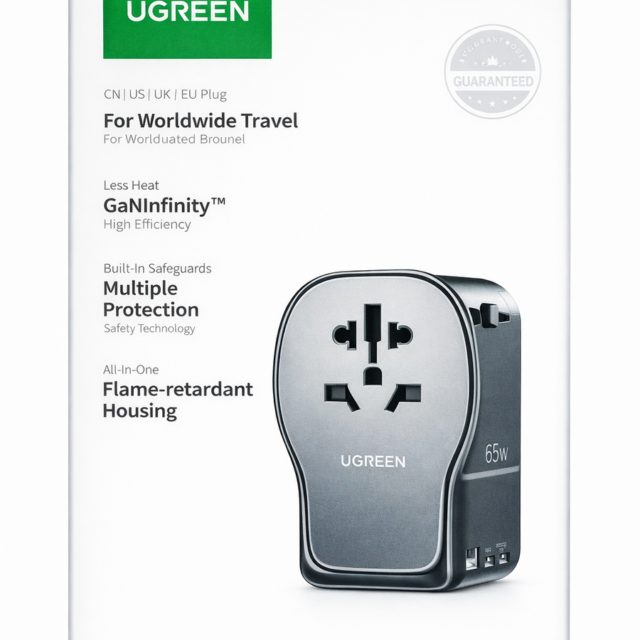 UGREEN 65W Universal Travel Adapter (USB-C + USB-A, Worldwide Plug)-Flash Zone Electronics فلاش زون للالكترونيات