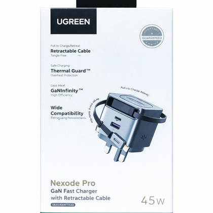 UGREEN Nexode Pro 45W GaN Charger with Retractable Cable-Flash Zone Electronics فلاش زون للالكترونيات