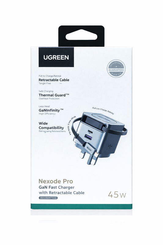 UGREEN Nexode Pro 45W GaN Charger with Retractable Cable-Flash Zone Electronics فلاش زون للالكترونيات