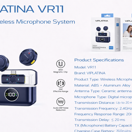 VIPLATINA VR11 Hi-Fi Wireless Microphone System-Flash Zone Electronics فلاش زون للالكترونيات