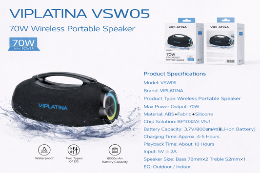 VIPLATINA VSW05 70W Wireless Portable Speaker-Flash Zone Electronics فلاش زون للالكترونيات